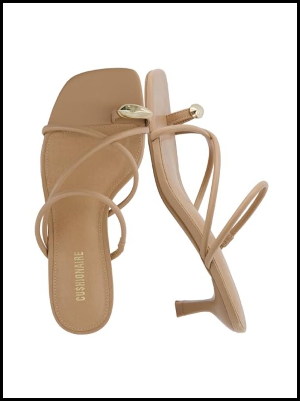 Women's Strappy Kitten Heel Sandals Vegan Leather Square Toe Slip On Dress Shoes